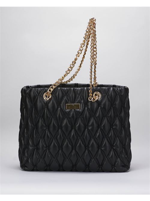 Shopper in tessuto embossed con manici in catena Elisabetta Franchi ELISABETTA FRANCHI | Borsa | BS64A47E2110